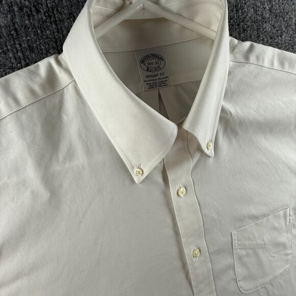 Brooks Brothers 16.5 33 Regent Fit Non Iron Stretch White Long Sleeve Button Up - Picture 4 of 16